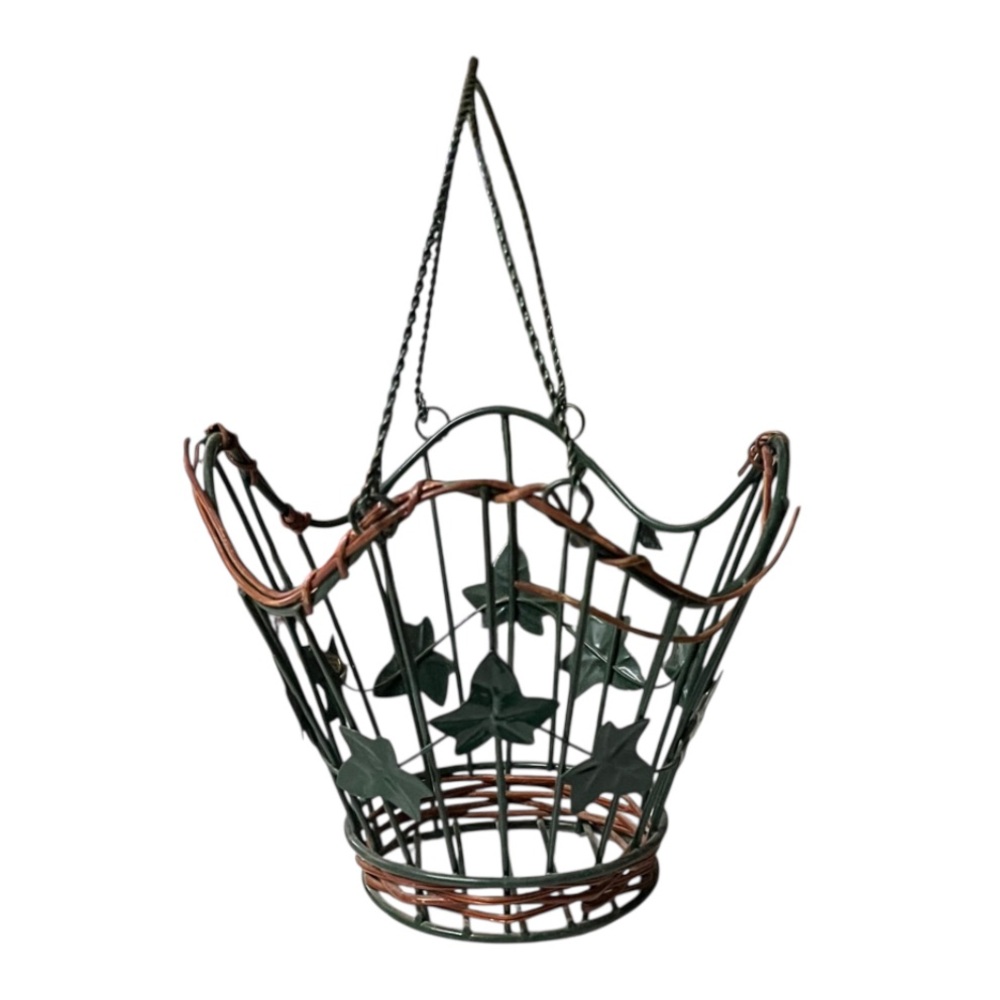 Vintage Ivy Metal Twig Double Handle Basket